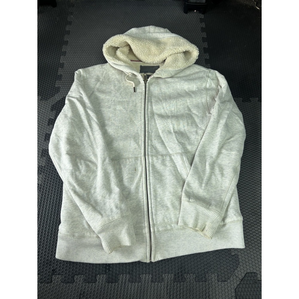 Old Navy Men's Full Zip Hoodie Sherpa Lined Hooded Sweatshirt Gray Size M